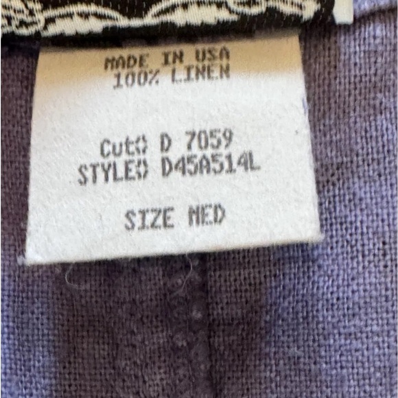 VTG Linen Maxi Dress Sz M Dressing Clio Cottagecore Beach Lagenlook Boho Purple - Picture 10 of 11